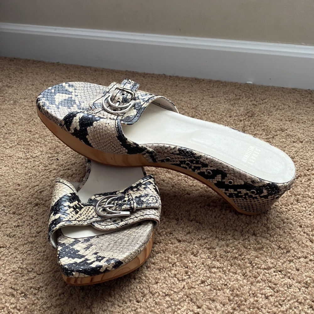 Stuart Weitzman Wedge Open-Toe Slip-On Heels